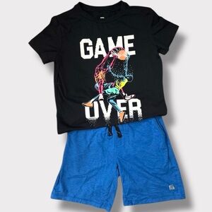 Two-piece T-Shirt and Shorts Runway Gamer Set, Quick Dry, youth size 4-5